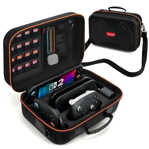 14-in-1 Protective Carrying Case for Console Black Large Shockproof with