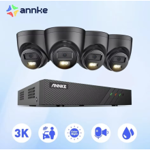 ANNKE Système de Vidéosurveillance POE, Enregistreur NVR 8CH, Lot de 8 Caméras de Sécurité 3K 6MP, Double Lumière Intelligente