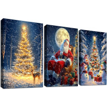 Set de 3 Cuadros Navideños en Lienzo Navidad 40x60 cm Decoración — decoracion paredes salon, arte pared luces