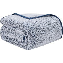 Couverture Sherpa Plaid pour Canapé Moelleux Chaud Doux Bleu Marine 130x150 cm — jeté de lit, couverture polaire