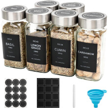 Lot de 12 Pots à Épices Carrés en Verre 120 ml avec Couvercle en Acier — rangement cuisine, bocaux hermétiques