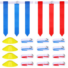 Flag Football Set 16-Piece 12 Belts 4 Cones Universal — youth sports equipment, pe class supplies, team game gear