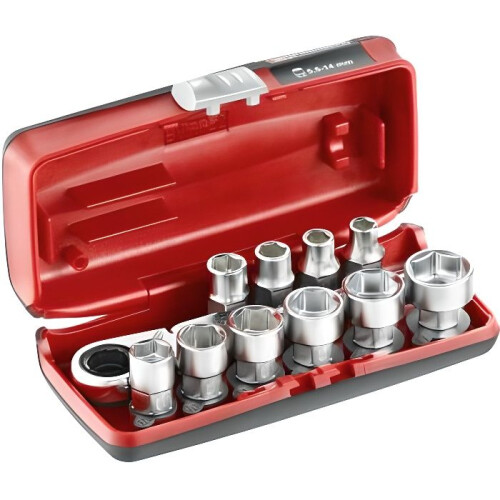 Facom Coffret de douilles FACOM - 1/4 - 6 pans - 11 pcs - RXPICO