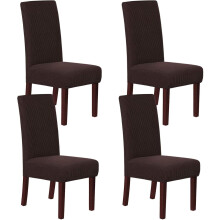 Housse de chaise de salle à manger extensible en jacquard, lot de 4, marron — protection chaise cuisine