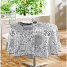 Tovaglia rotonda - Persiana - 160 cm - Grigio - Sintetico - Lavabile