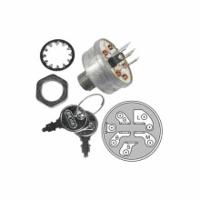 Interruptor de chave - MTD - 725-1396A - 3 posições (Ligado/Desligado/Contato) - 6 pinos metálicos - Com porca e chaves