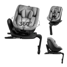 Silla de Auto Kinderkraft I-GUARD PRO i-Size ISOFIX 360 61-105 cm giratoria reclinable con protección lateral Gris