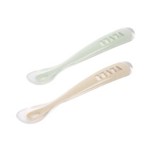 - Baby Spoons - Silicone Weaning Spoon - Set of 2-1st Stage - with Carrying case - Velvet Grey/sage Green