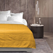 Plaid arrotolabile 180 x 220 cm in policotone Lucile Giallo curry