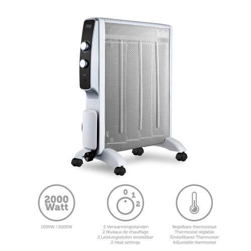 Mobile micathermic electric heater on wheels 2000W White 1