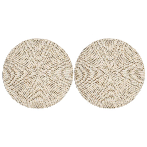 Handgewebte Maisstroh-Poufs 40x40cm Doppelpack 2