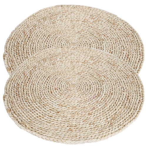 Handgewebte Maisstroh-Poufs 40x40cm Doppelpack 1