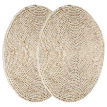 Handgewebte Maisstroh-Poufs 40x40cm Doppelpack