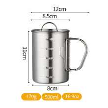 Campingutensilien Becher Edelstahl 500ml mit