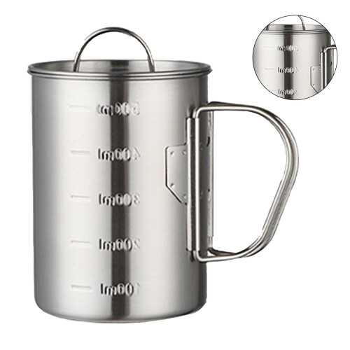 Wanderbecher Edelstahl 500ml klappbarer Becher mit