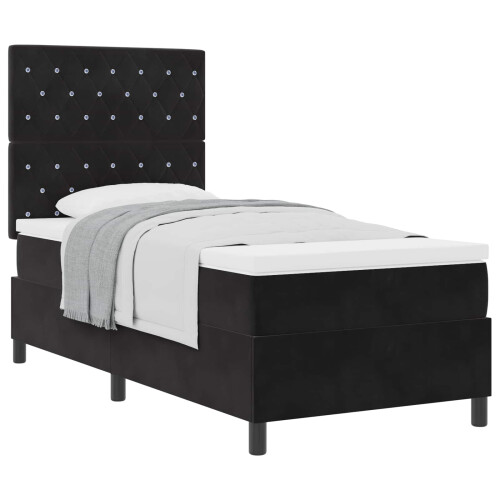 VidaXL vidaXL Boxspringbett mit Matratze Schwarz 90 x 200 cm Samt 1