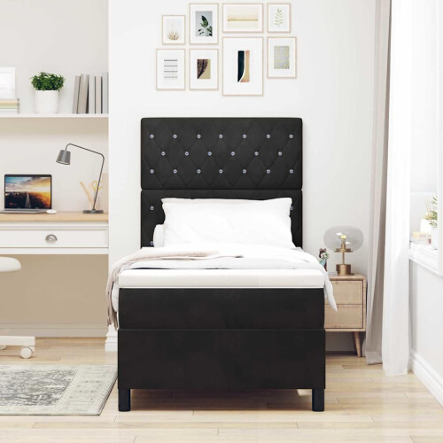 VidaXL vidaXL Boxspringbett mit Matratze Schwarz 90 x 200 cm Samt 2