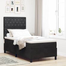 vidaXL Boxspringbett mit Matratze Schwarz 90 x 200 cm Samt