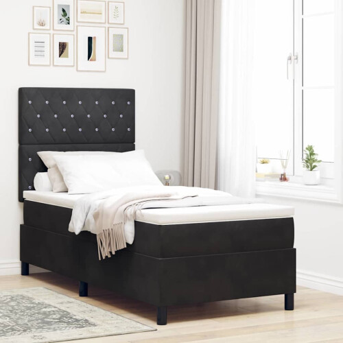 VidaXL vidaXL Boxspringbett mit Matratze Schwarz 90 x 200 cm Samt