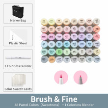 Ohuhu Honolulu, Lot de 48 Feutres Ă alcool, Couleurs pastel, Double pointe, Rechargeables, Dessin et Art