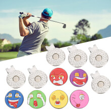 6 Golf Ball Marker mit Hutclip 25mm Metall