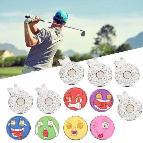 6 Golf Ball Marker mit Hutclip 25mm Metall