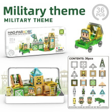 (Military 36pcs)Ensemble puzzle magnétique château de conte de fées et Noël pour jeu d'enfants créatif