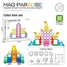 (Magnetic 100pcs)Ensemble puzzle magnétique château de conte de fées et Noël pour jeu d'enfants créatif