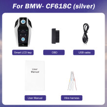 Clé de voiture intelligente LCD, Couleur Argent, Compatible démarrage Start/Stop avec fond d'écran personnalisable