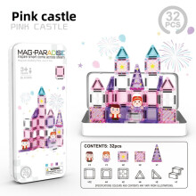 (Castle 32pcs)Ensemble puzzle magnétique château de conte de fées et Noël pour jeu créatif pour enfants