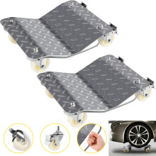 SucceBuy Lot de 2 Crics à Roulettes pour Pneus de Voiture, Acier, 500 kg par Unité, Argent