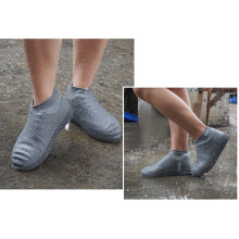 Paar Wasserdichte Silikon Schuhe Überzieher Grau M