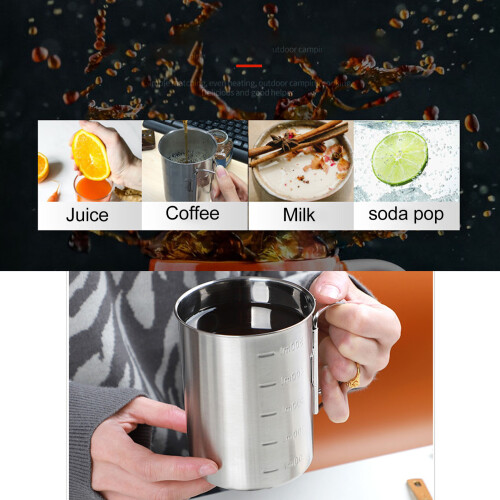 Campingutensilien Becher Edelstahl 500ml mit 1