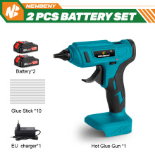 NEWBENY Pistolet à colle chaude sans fil, 100W, 280C, Rechargeable, avec 2 batteries et 10 bâtons de colle