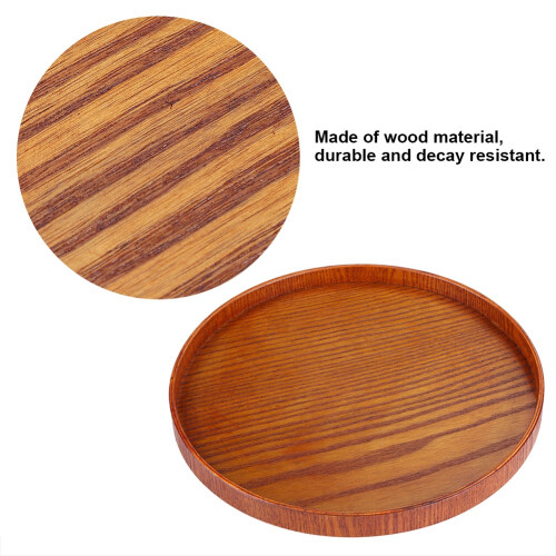 Runde Holzservierplatte 24 cm natur 2