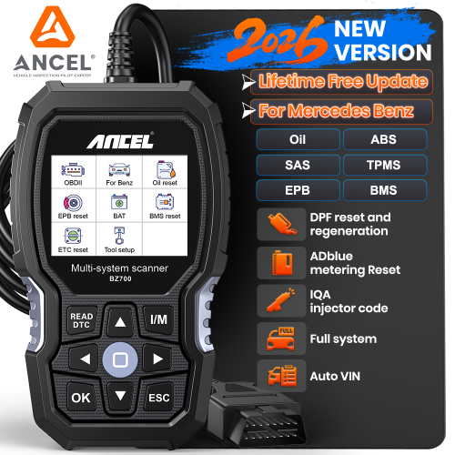 ANCEL BZ700, Scanner OBD2, Diagnostic complet pour Mercedes Benz Sprinter Smart, Réinitialisation ABS SRS SAS