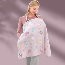 (Pink Elephant)Nursing Cover Cotton Breastfeeding Covers With Adjustable Hoop For Mother Apron Nursing