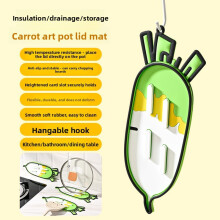 (Daikon)Pvc Fruit And Vegetable Shaped Pot Lid Rack With Water Drainage For Cooking Storage Accessories