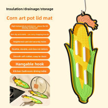 (Corn)Pvc Fruit And Vegetable Shaped Pot Lid Rack With Water Drainage For Cooking Storage Accessories