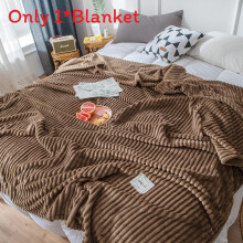 (Brown, 200x230cm) Selimut Velvet Flannel Solid Color Coral Fleece Soft Warm Blanket Sofa Throw Blanket Aircond