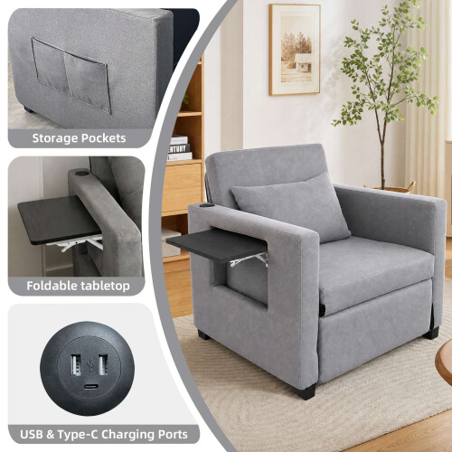 Westwood WestWood 3-in-1 Convertible Single Sofa Bed Grey 1