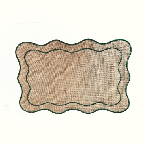 (Green)Embroidered Rectangular Table Cover With Waterproof Finish For Dining Rooms