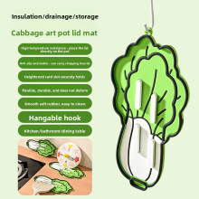 (Cabbage)Porte-couvercle de casserole en PVC en forme de fruits et légumes avec drainage d'eau pour cuisine rangement accessoires