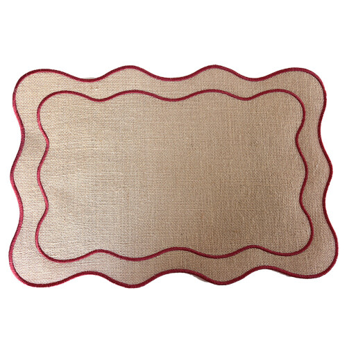 (Red)Embroidered Rectangular Table Cover With Waterproof Finish For Dining Rooms