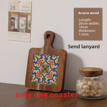 (Style 10)Tapis de tasse traditionnel en bois avec design rétro et matériau résistant à la chaleur cuisine pour
