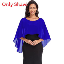 (RoyalBlue) Sheer Chiffon Shoulder Wrap With Ruffled Edge For Brides Special And Occasions