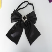 (Black) Bow Tie Satin With Spliced Lace And Rhinestone Decoration For Adult Accessories