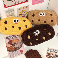 Plush Kids Cookie Pen Pouch With Ample Storage Large Capacity Cute Japanese Bag Stationery Style