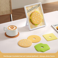 (Yellow)Silicone Heat Resistant Coasters Set With Hamburg Exterior Design Kitchen For