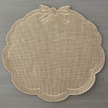 (Beige)Summer Embroidery Jute Coasters With Butterfly Bow Pattern For Use Kitchen